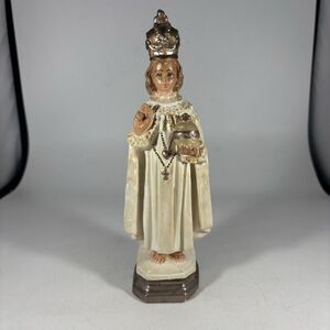 Vintage Infant of Prague‎ Statue Jesus Figurine Chalkware Religious Catholic